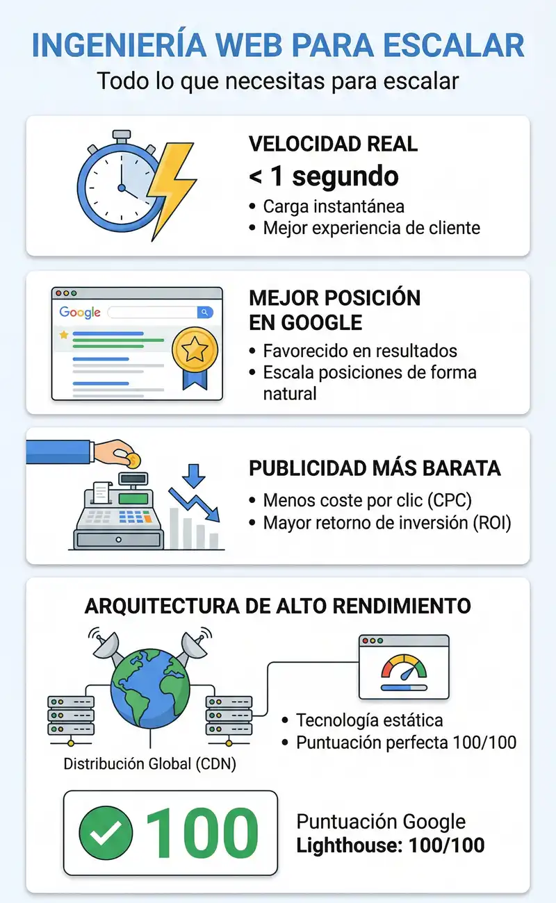 Web de alto rendimiento que carga en menos de un segundo